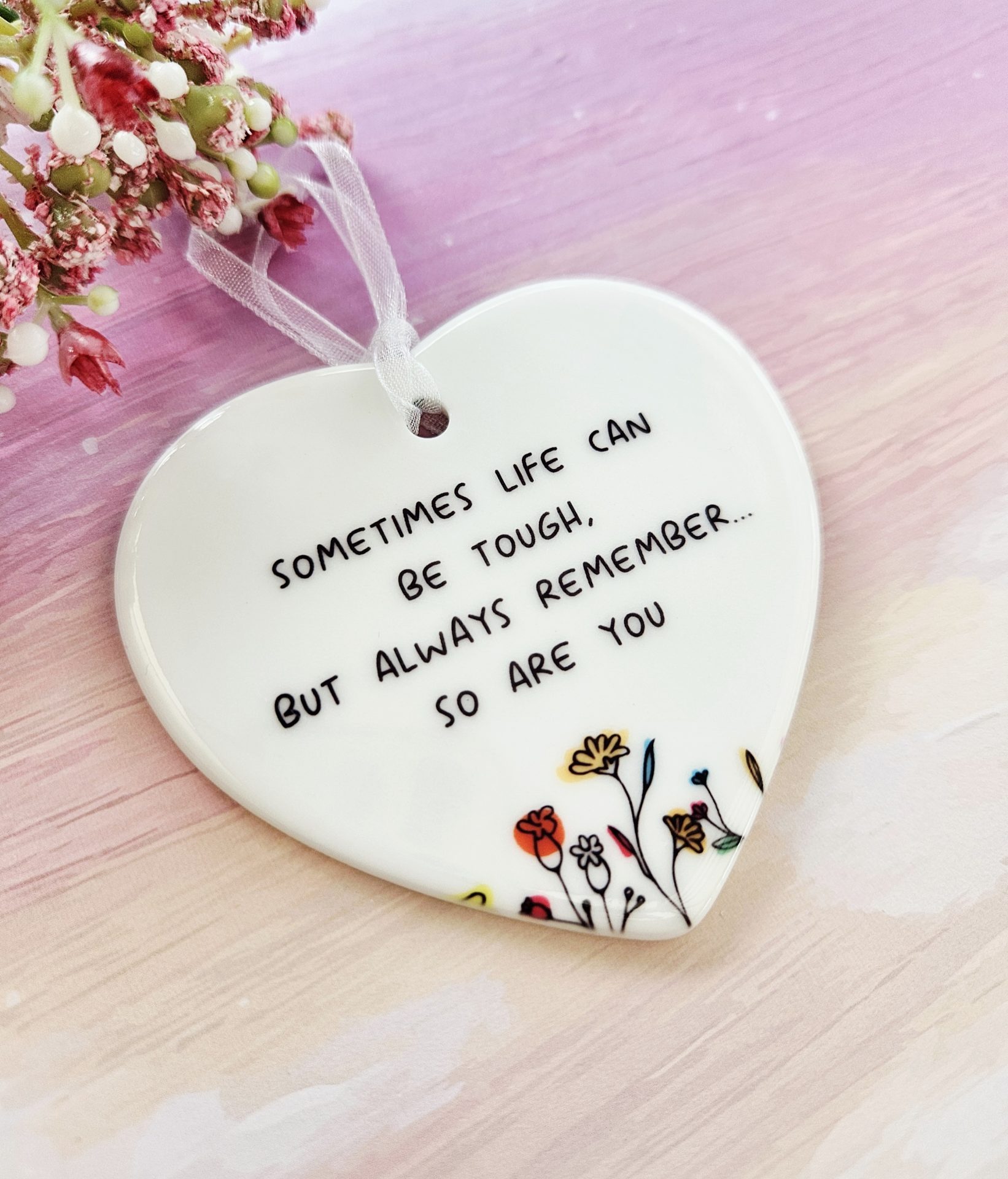 Motivational ceramic heart gift for difficult times and emotional support