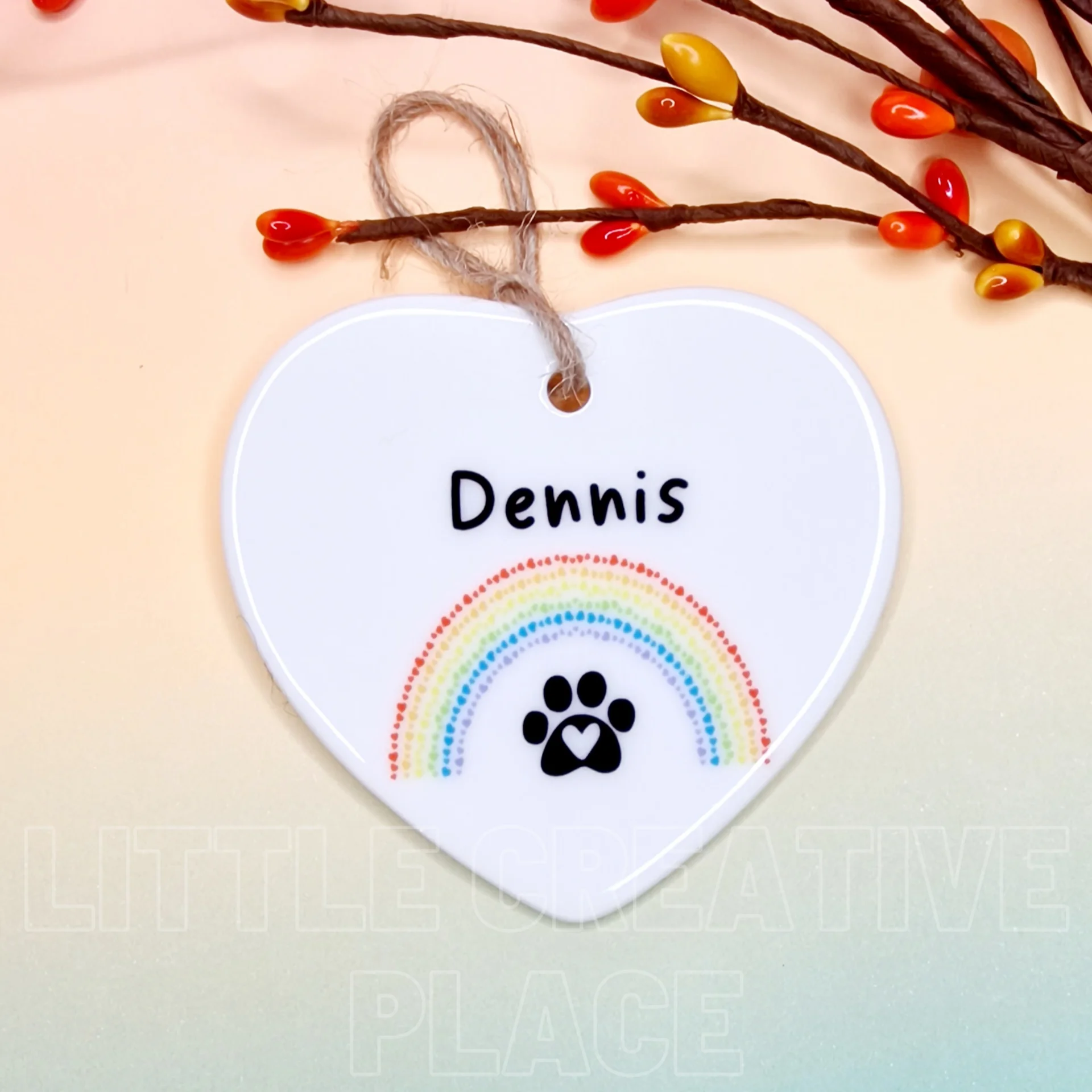 Personalised Pet Memorial Ceramic Heart – Rainbow Bridge Keepsake Gift - Image 2