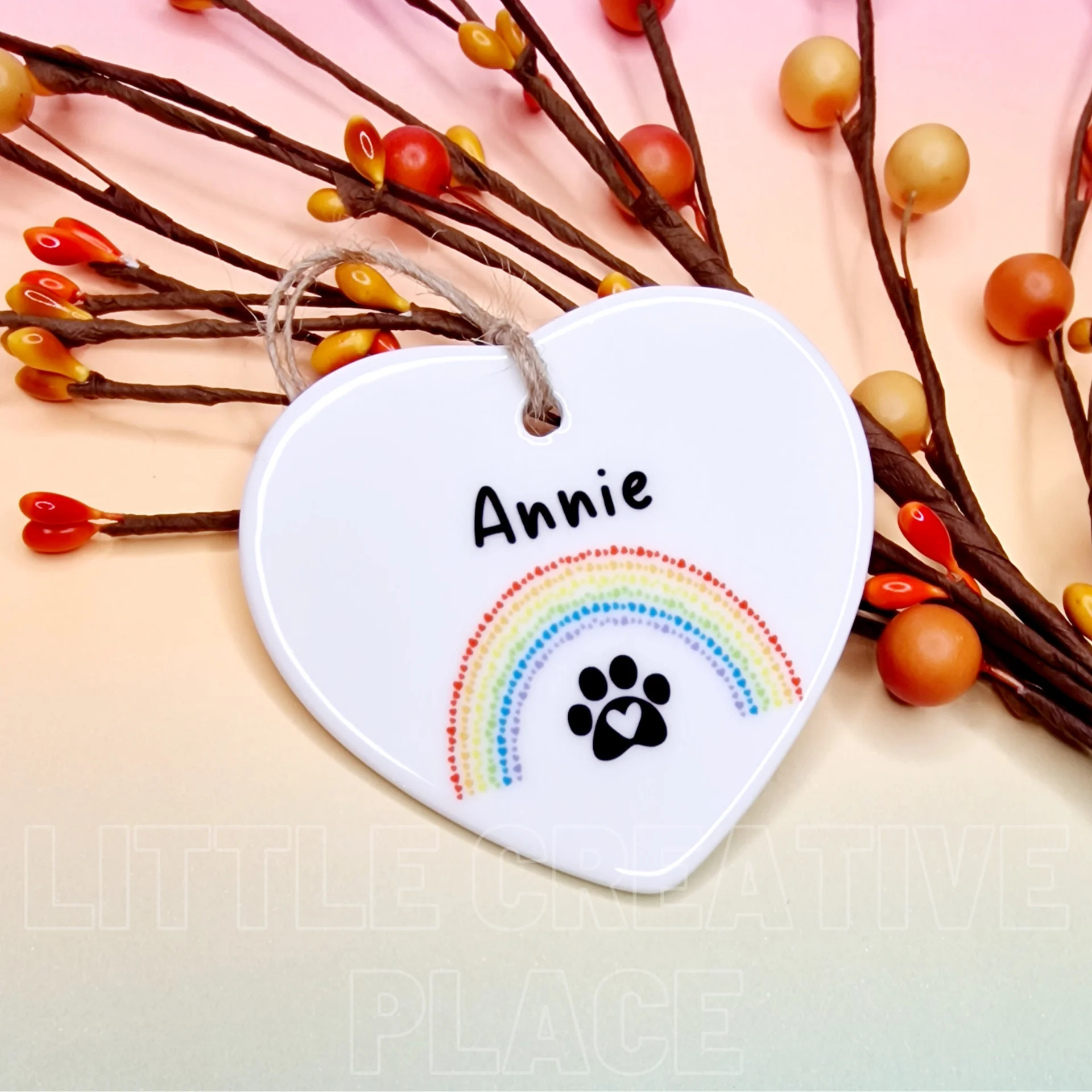Personalised Pet Memorial Ceramic Heart – Rainbow Bridge Keepsake Gift - Image 4