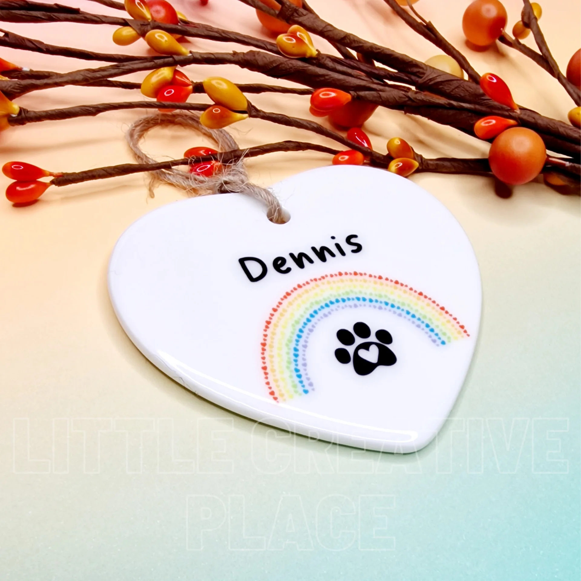 Personalised Pet Memorial Ceramic Heart – Rainbow Bridge Keepsake Gift - Image 8