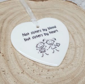 Personalised Sisters by Heart Gift – Friendship Hanging Heart Ornament