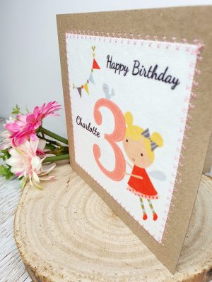 3 Today, Personalised Card, Happy Birthday, Happy 3rd Birthday, Fairies, 3rd