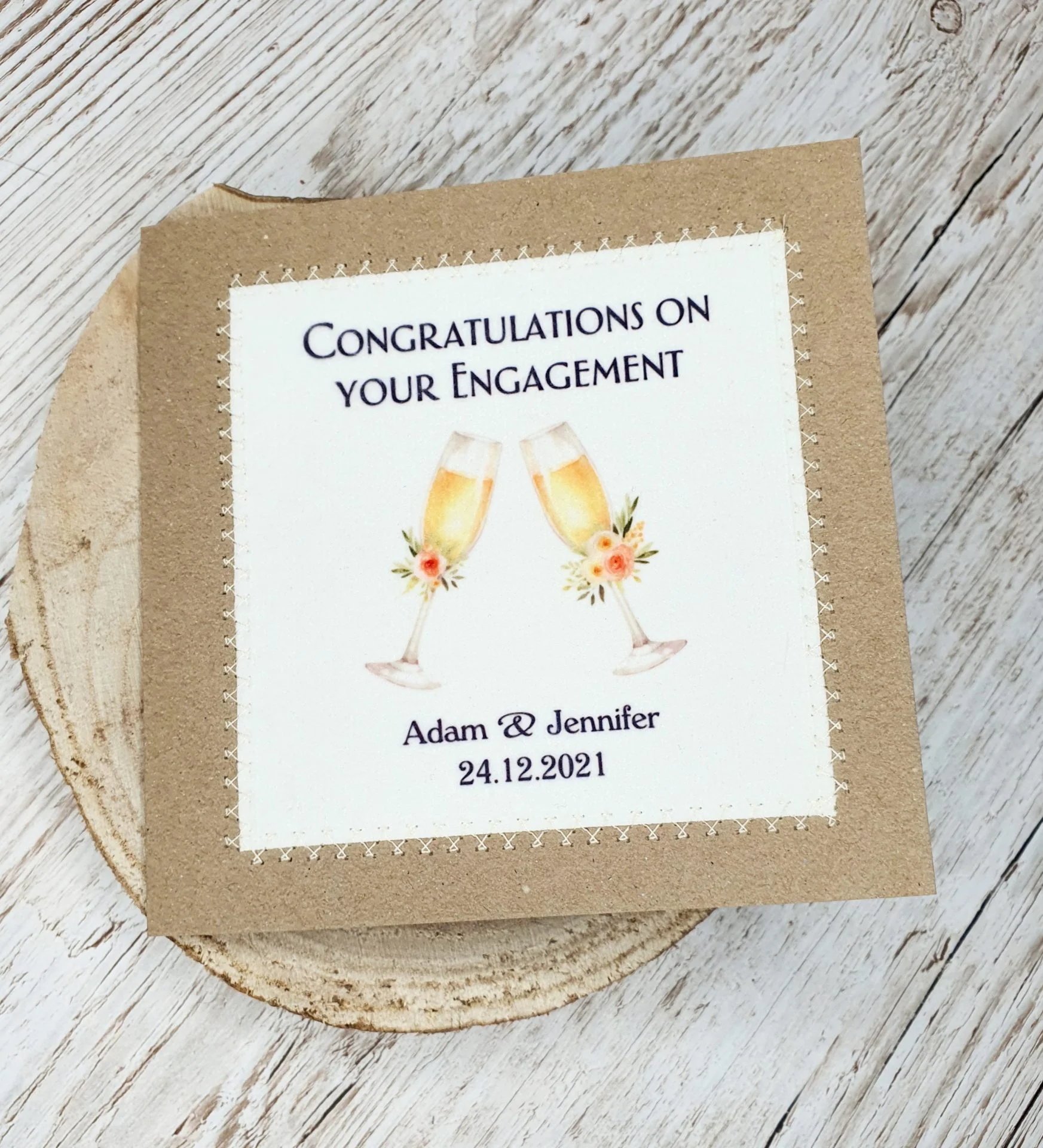 Personalised Engagement Card | Handmade 6x6 Fabric - Image 2
