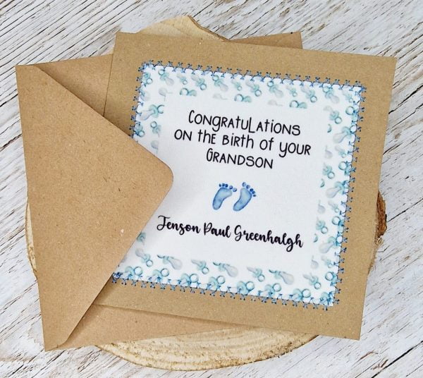 Personalised New Grandson Card, Personalised Grandparent Card, New Baby Grandson - Image 5