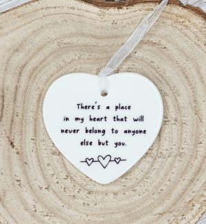 Personalized Heart Keepsake Ceramic Ornament | “There’s a Place in My Heart” Momento, Gift Box Included