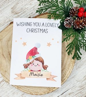 Wishing You A Lovely Christmas, Personalised, Christmas Card, Card For Girl