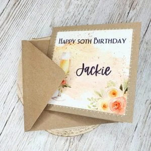 Personalised 50th Birthday Card – Handmade 6x6