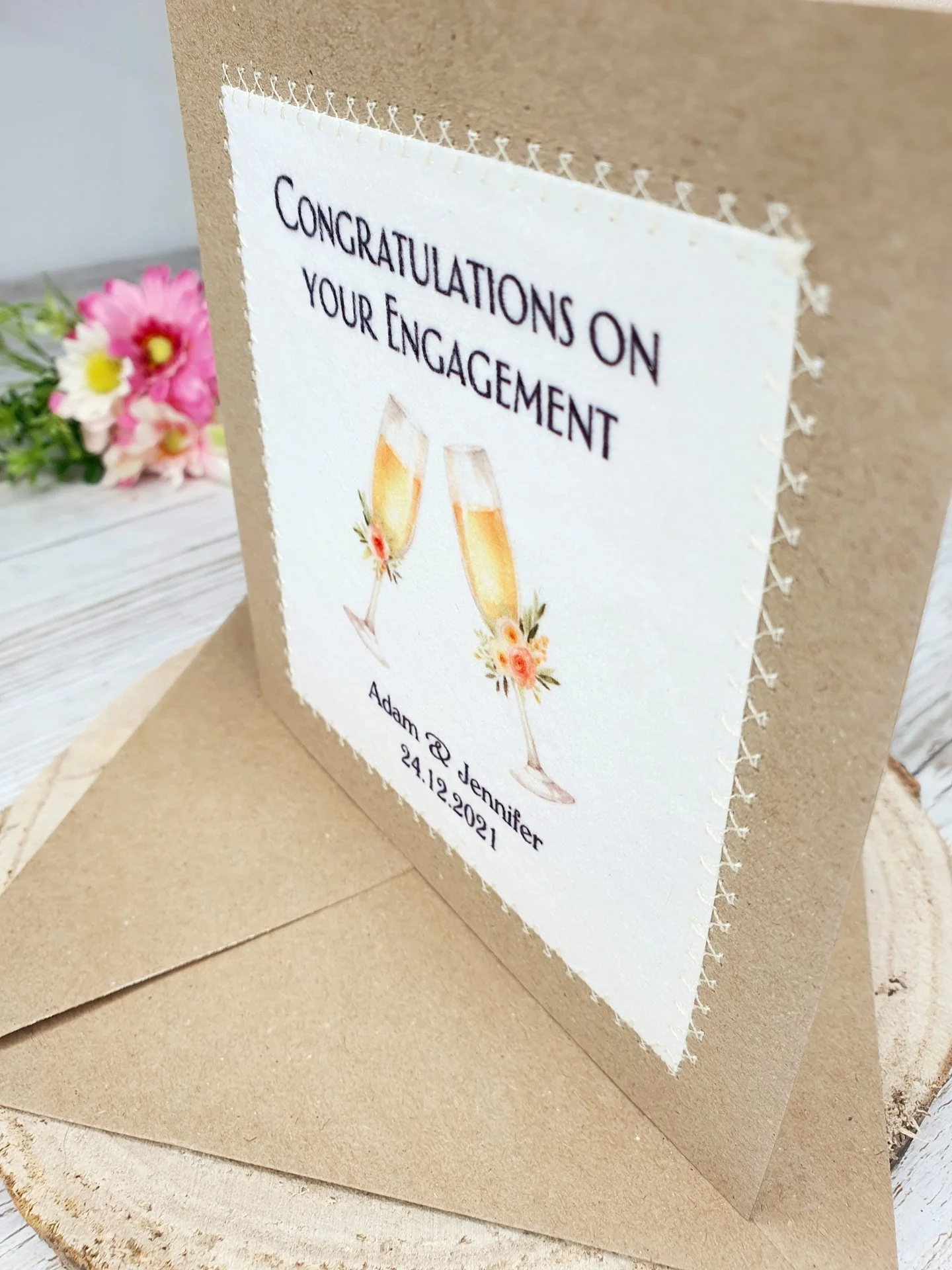 Personalised Engagement Card | Handmade 6x6 Fabric - Image 3
