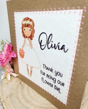 Flower Girl, Thank You, Personalised Flower Girl Card, Thank You Card