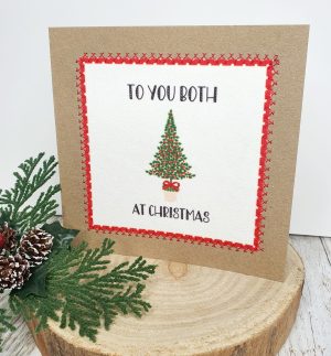 Handmade Christmas Card for Couples – Suede-Fabric 6x6