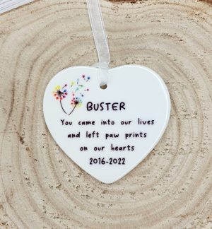 You Left Paw Prints On Our Hearts, Pet Memorial Gift, Personalised Gift