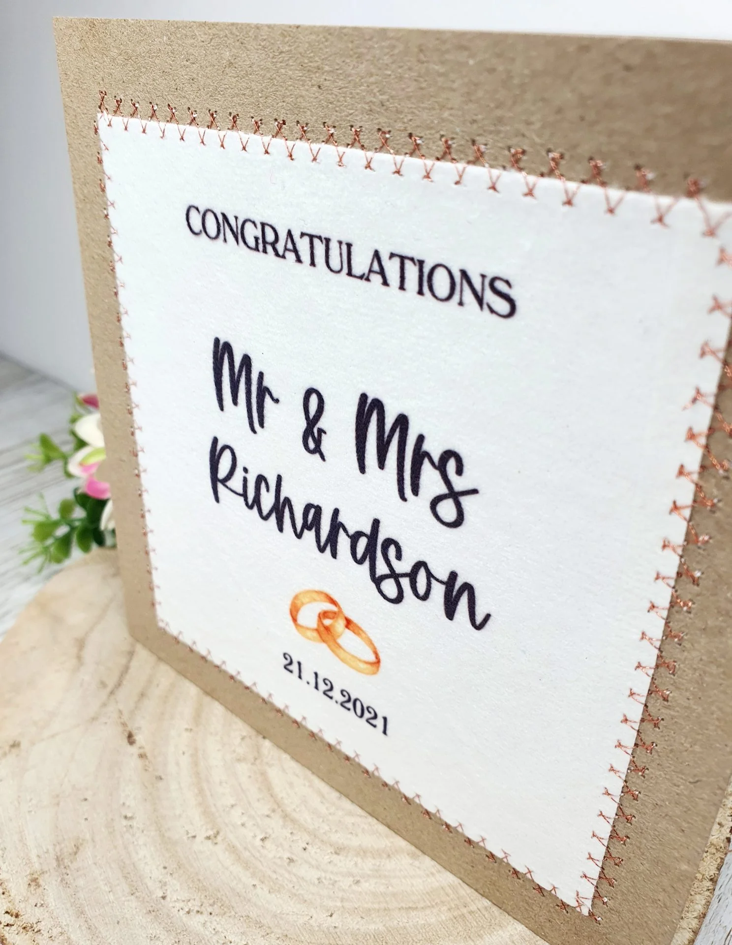 Just Married Card, Mr & Mrs Card, Wedding Card, Happy Couple, Elegant Wedding - Image 4