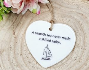 “A Smooth Sea Never Made a Skilled Sailor” Heart Keepsake – Nautical Motivational Gift, Inspirational Sailing Decoration for Friend or Loved One
