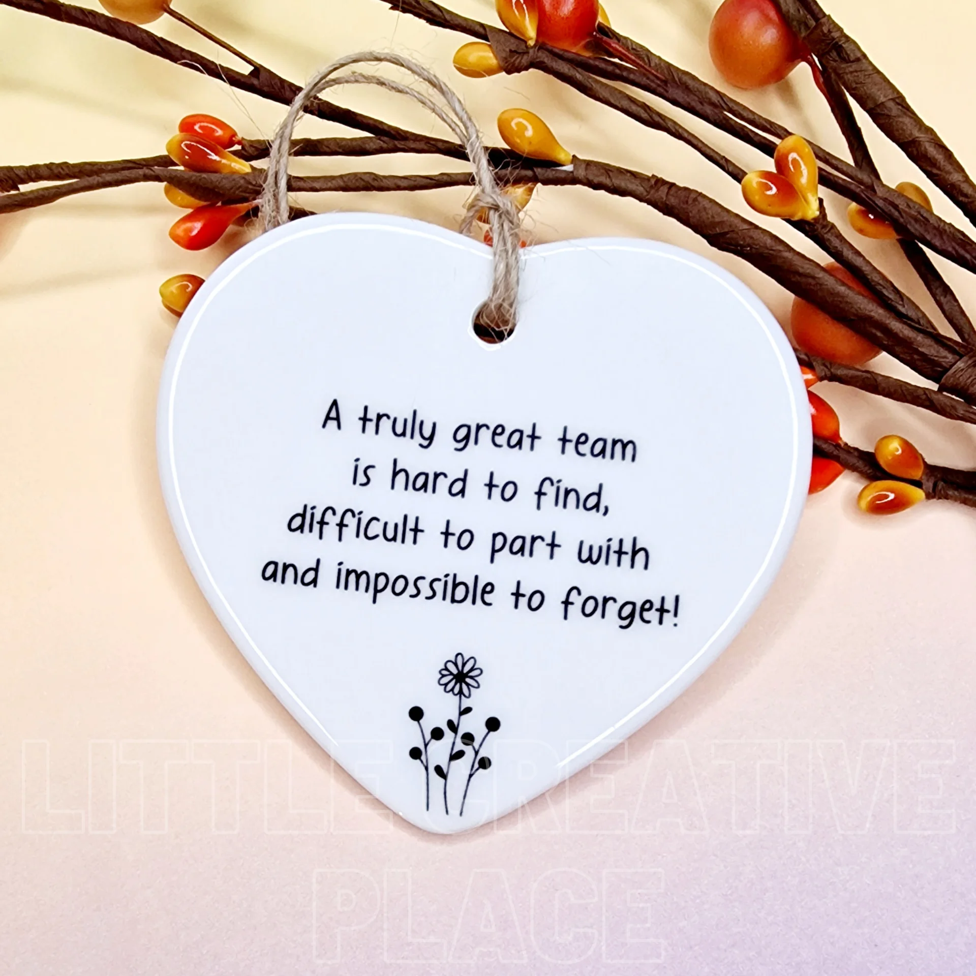 Team appreciation ceramic heart gift with quote for colleagues and coworkers