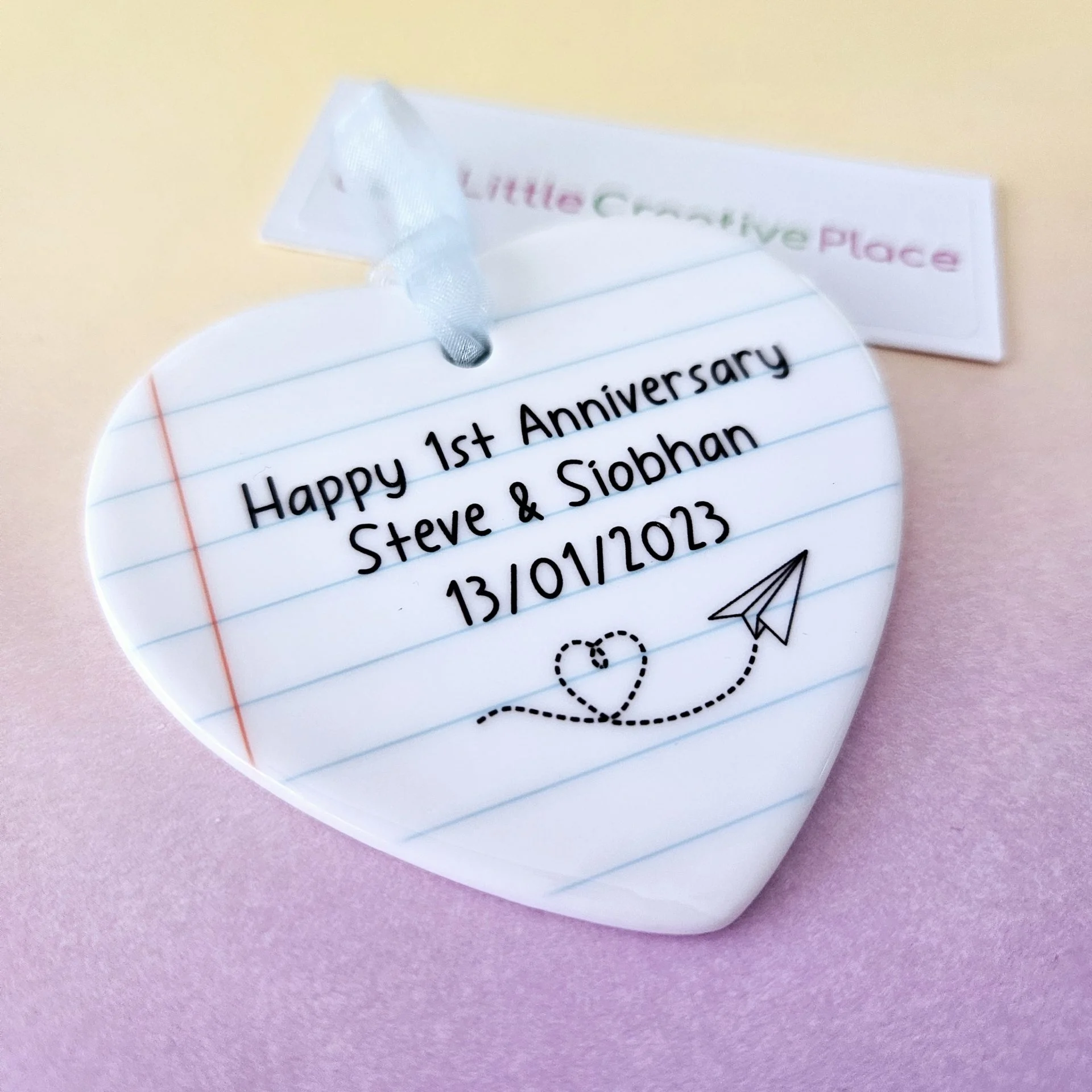 Personalised 1st Anniversary Gift – Paper Anniversary Ceramic Heart - Image 4