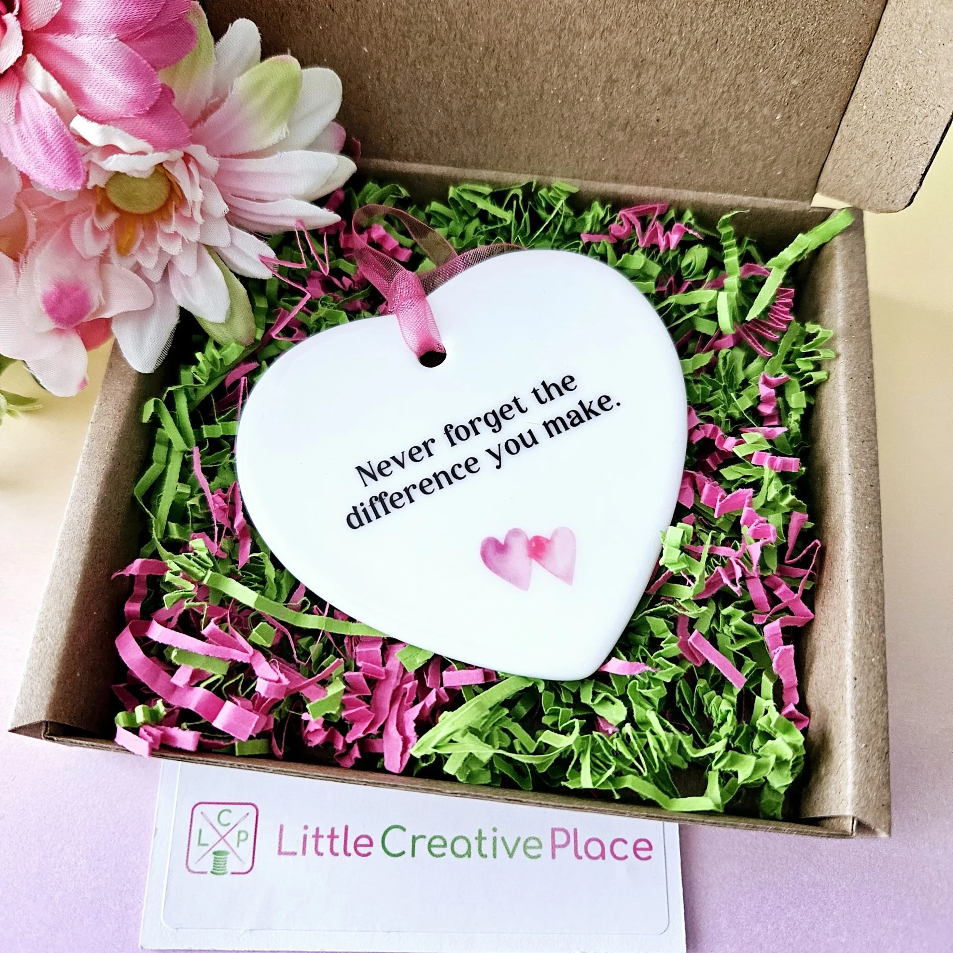 Personalised ceramic heart thank you keepsake for colleague leaving gift, retirement gift or employee appreciation present
