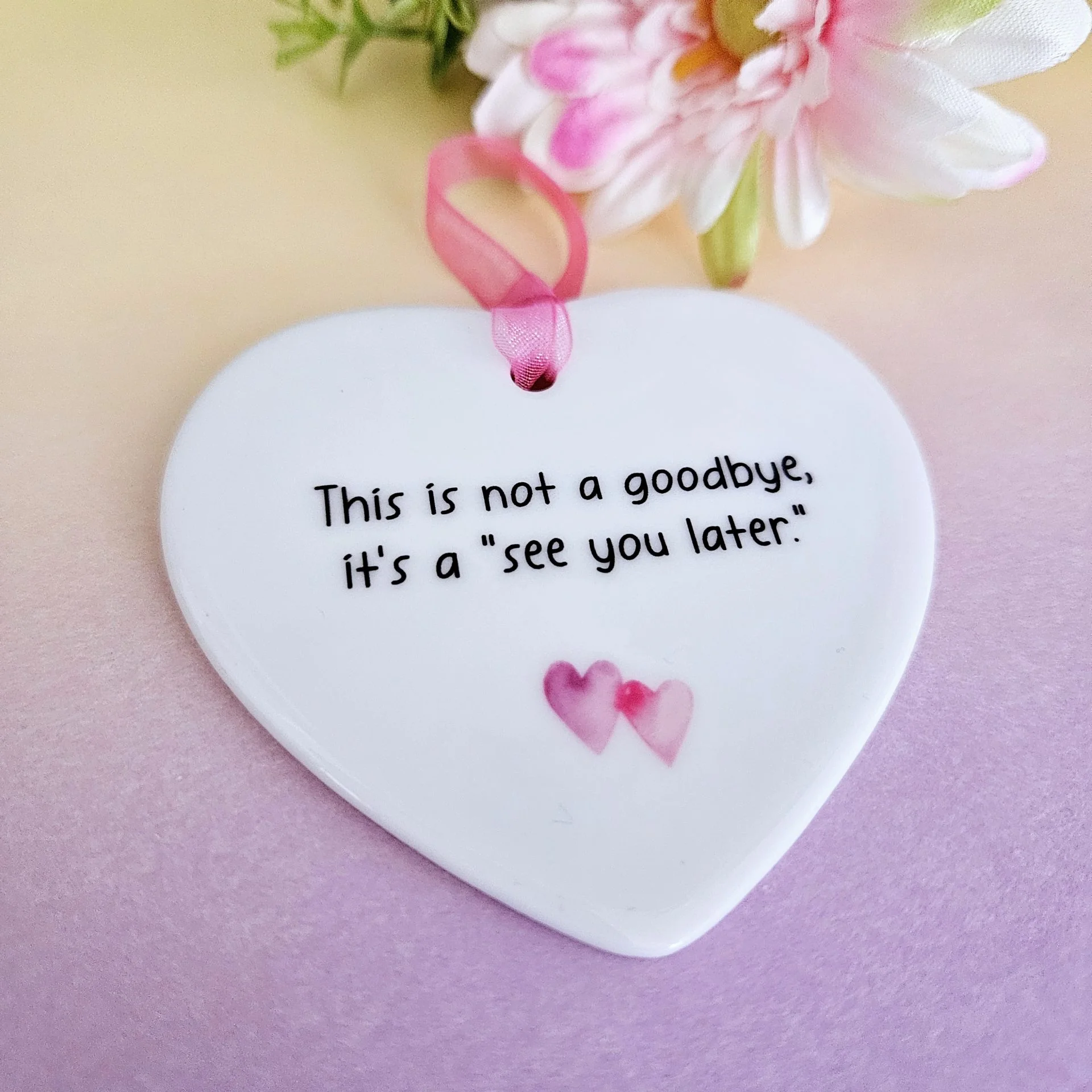 Retirement gift ceramic heart keepsake with heartfelt farewell message