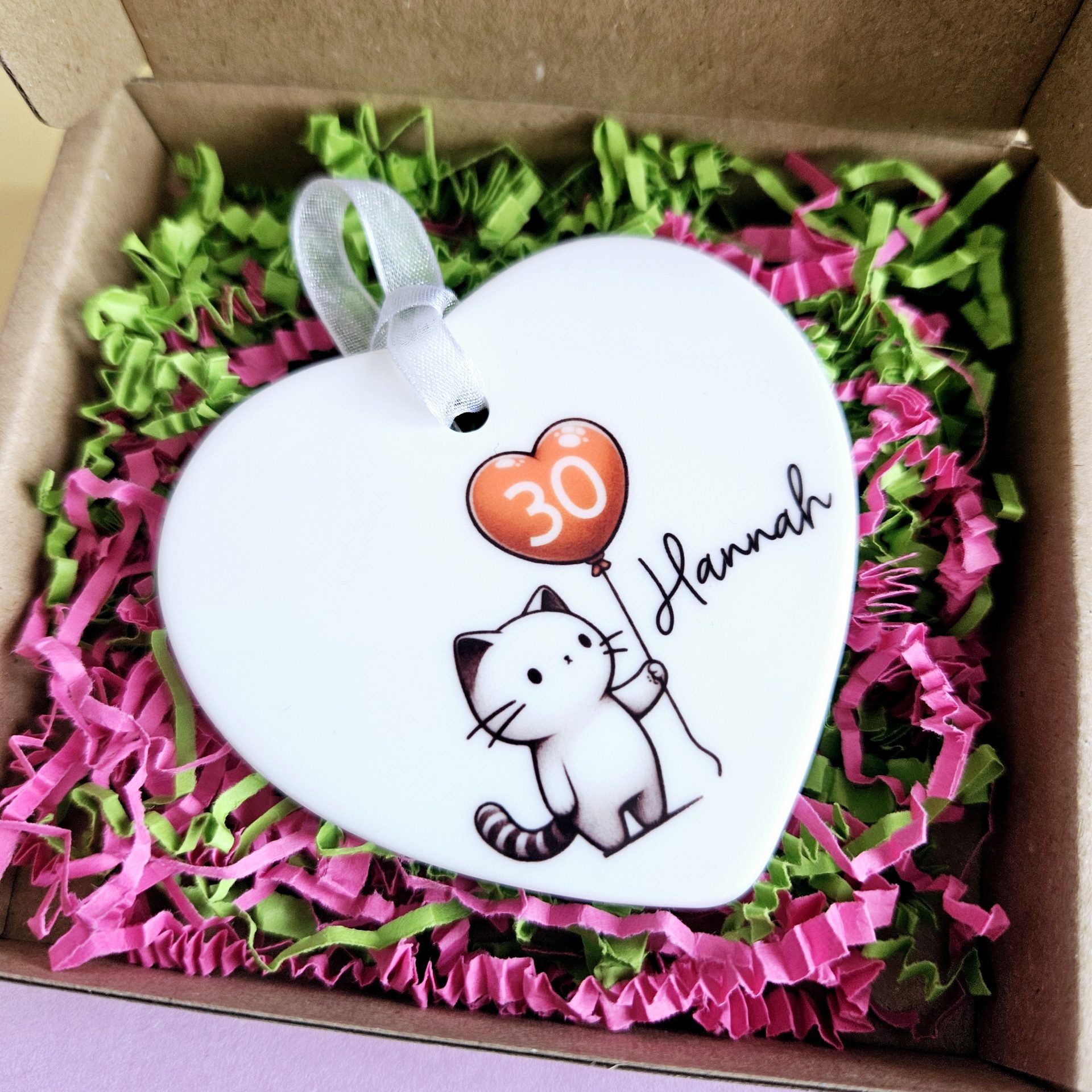 Personalised 30th Birthday Gift for Her – Cat Heart Ceramic Keepsake - Image 6