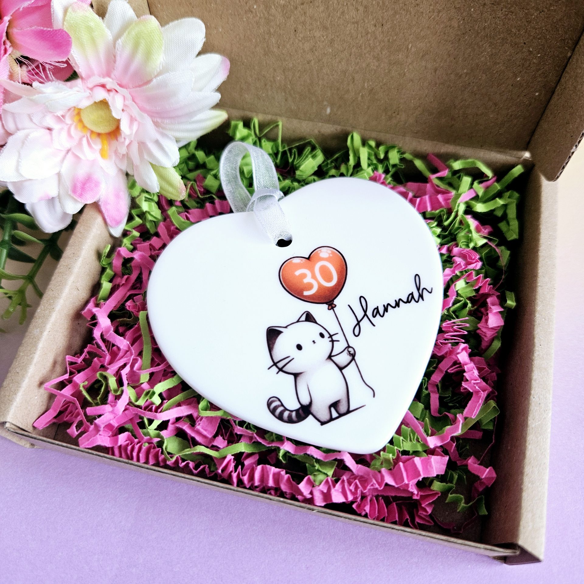Personalised 30th Birthday Gift for Her – Cat Heart Ceramic Keepsake - Image 7