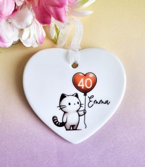 Personalised 40th Birthday Gift for Cat Lovers