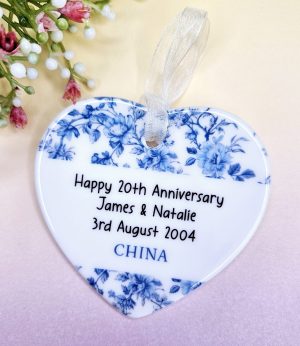 Personalised 20th Anniversary Gift – China Wedding Anniversary Keepsake – 20 Year Gift for Wife, Husband, or Couple – Unique Custom Present