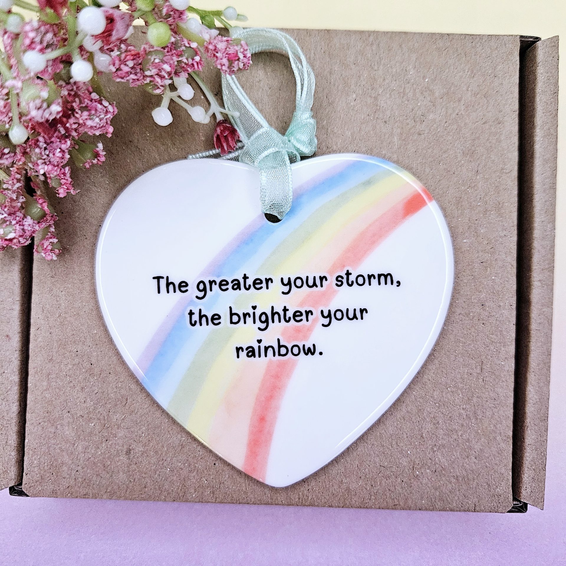 The Greater Your Storm, The Brighter Your Rainbow Ceramic Ornament