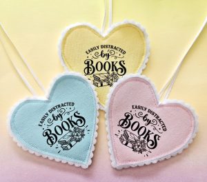 Easily Distracted By Books, Fabric Heart Gift, Book Lover Gift, Bookish Merch