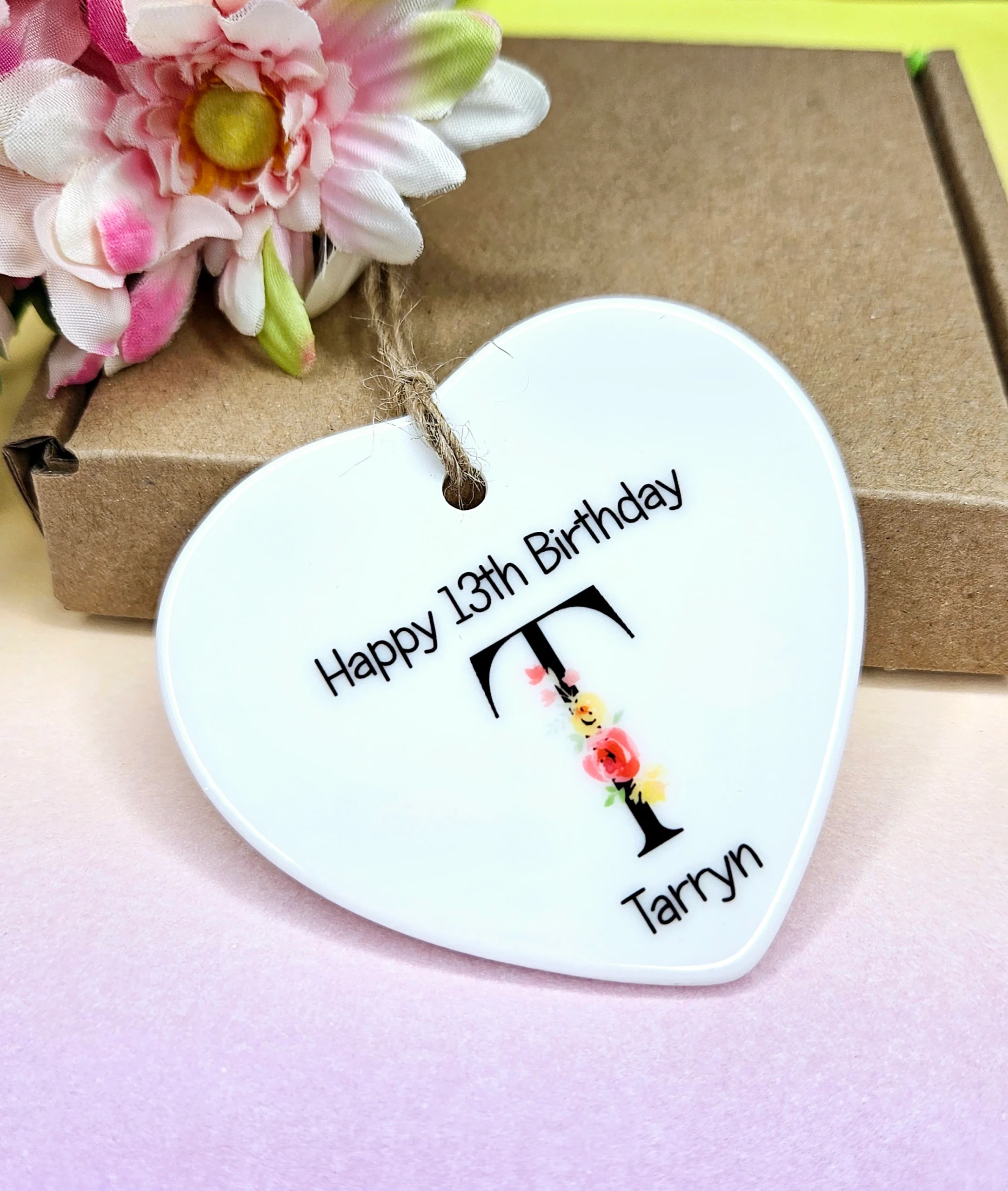 Personalised 13th Birthday Heart Keepsake – Initial Plus Name - Image 2