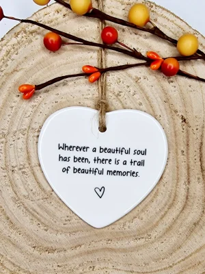 Ceramic Heart Keepsake Sympathy Gift – Memorial Bereavement Remembrance Present with Comforting Quote