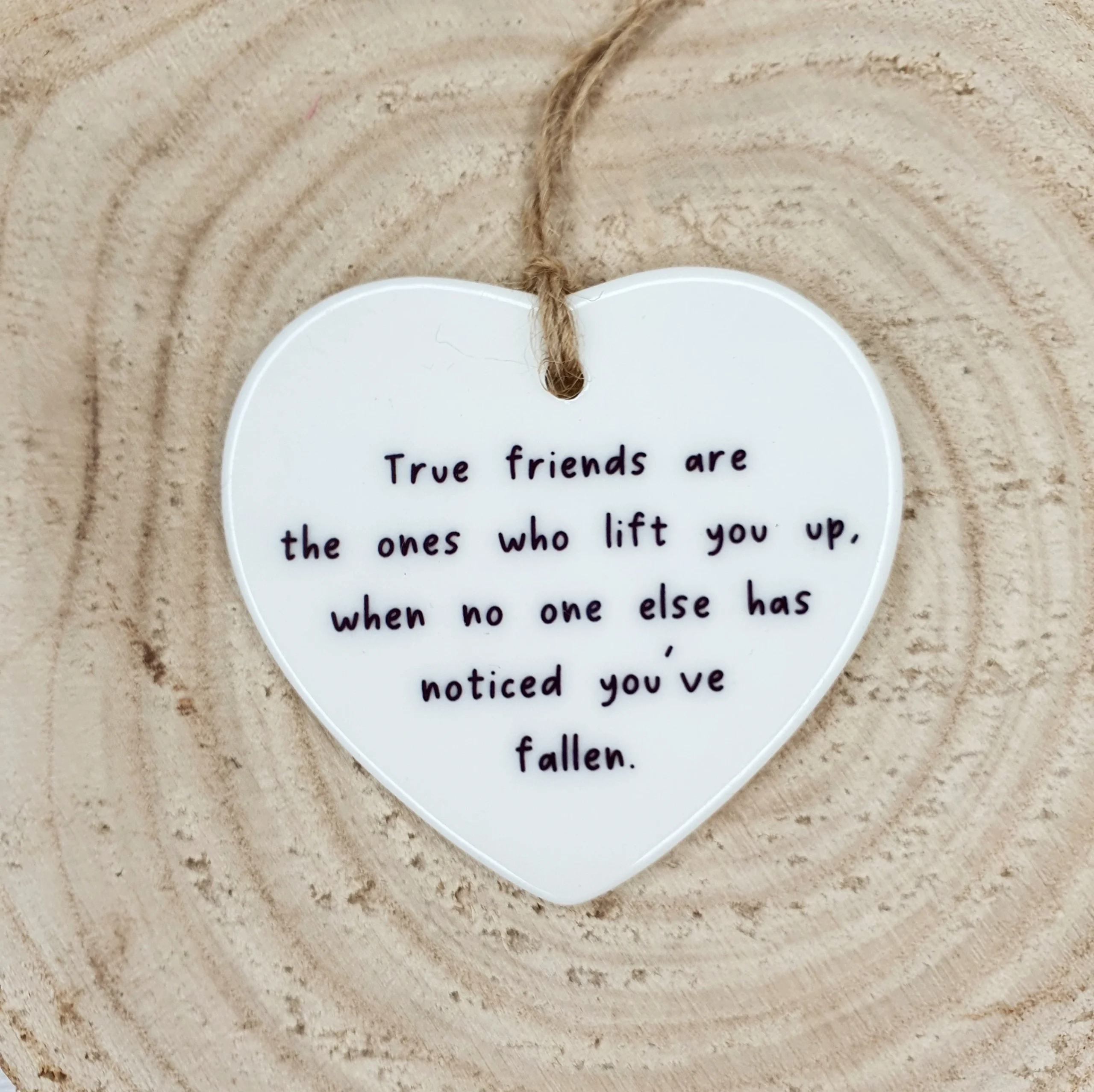 Friendship Keepsake Gift – Handmade Ceramic Heart with True Friends Quote | Best Friend Ornament Birthday or Thank You Present - Image 2