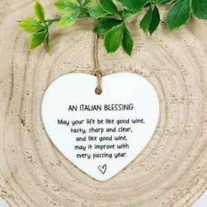 Italian Blessing Ceramic Heart Keepsake – Wedding, Engagement, Anniversary & Housewarming Gift, Personalised Gift Option, Heart Ornament