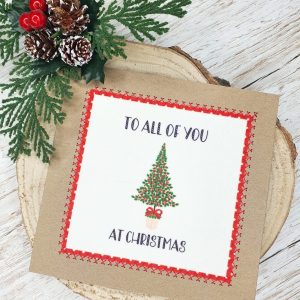 Handmade Christmas Card for Family – Suede-Fabric, 6x6