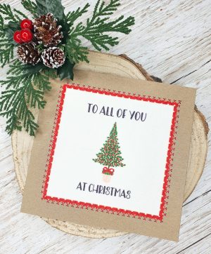 Handmade Christmas Card for Family – Suede-Fabric, 6x6