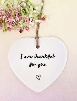 Thankful Ceramic Heart Ornament – Handcrafted Friendship Gift