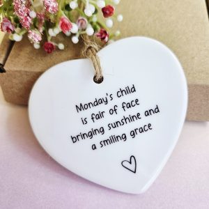Thoughtful Monday's Child keepsake gift for christening birthday or nursery decor