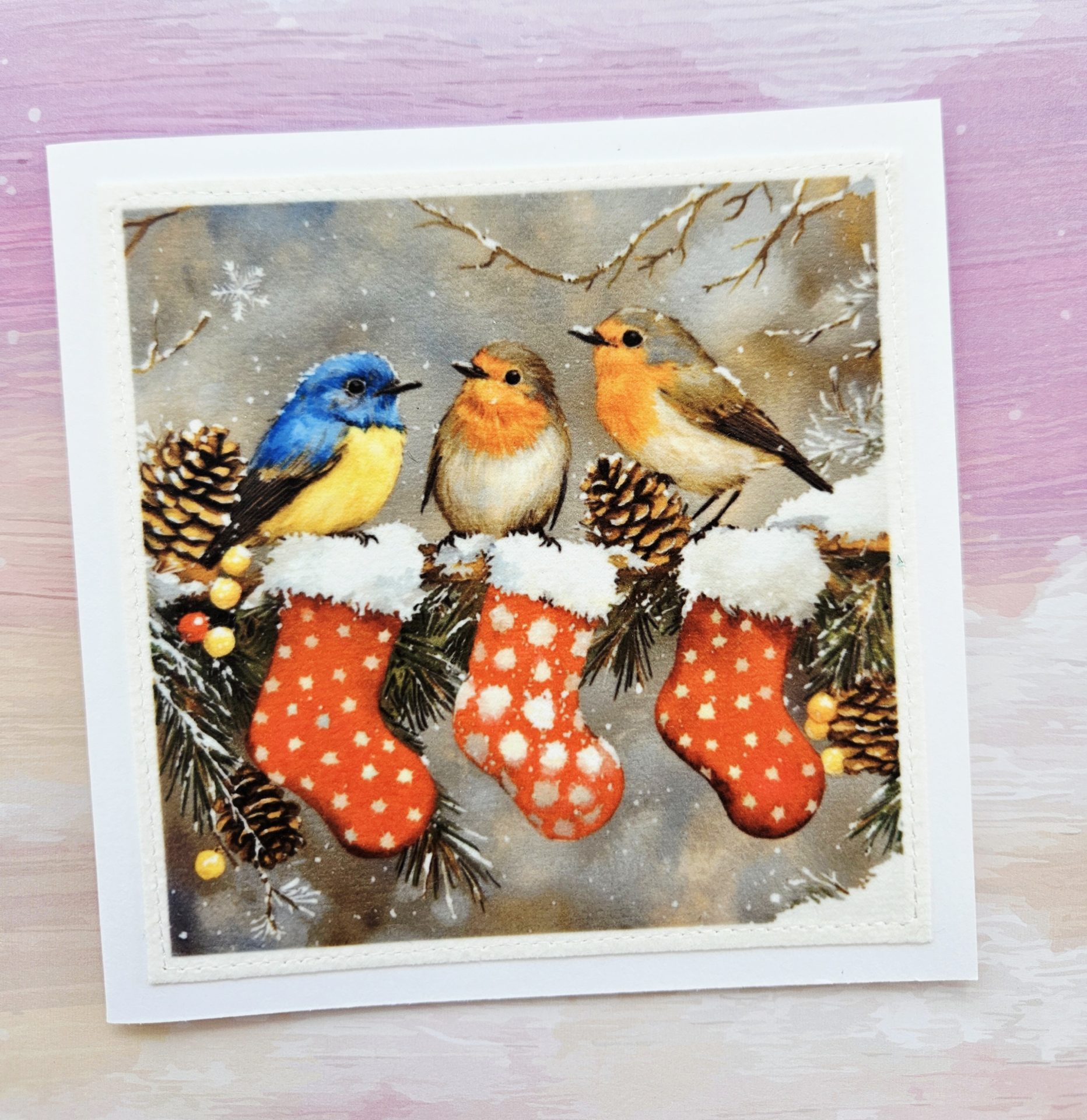 Handmade Christmas Card Set of 5 – Winter Birds Designs - Image 7