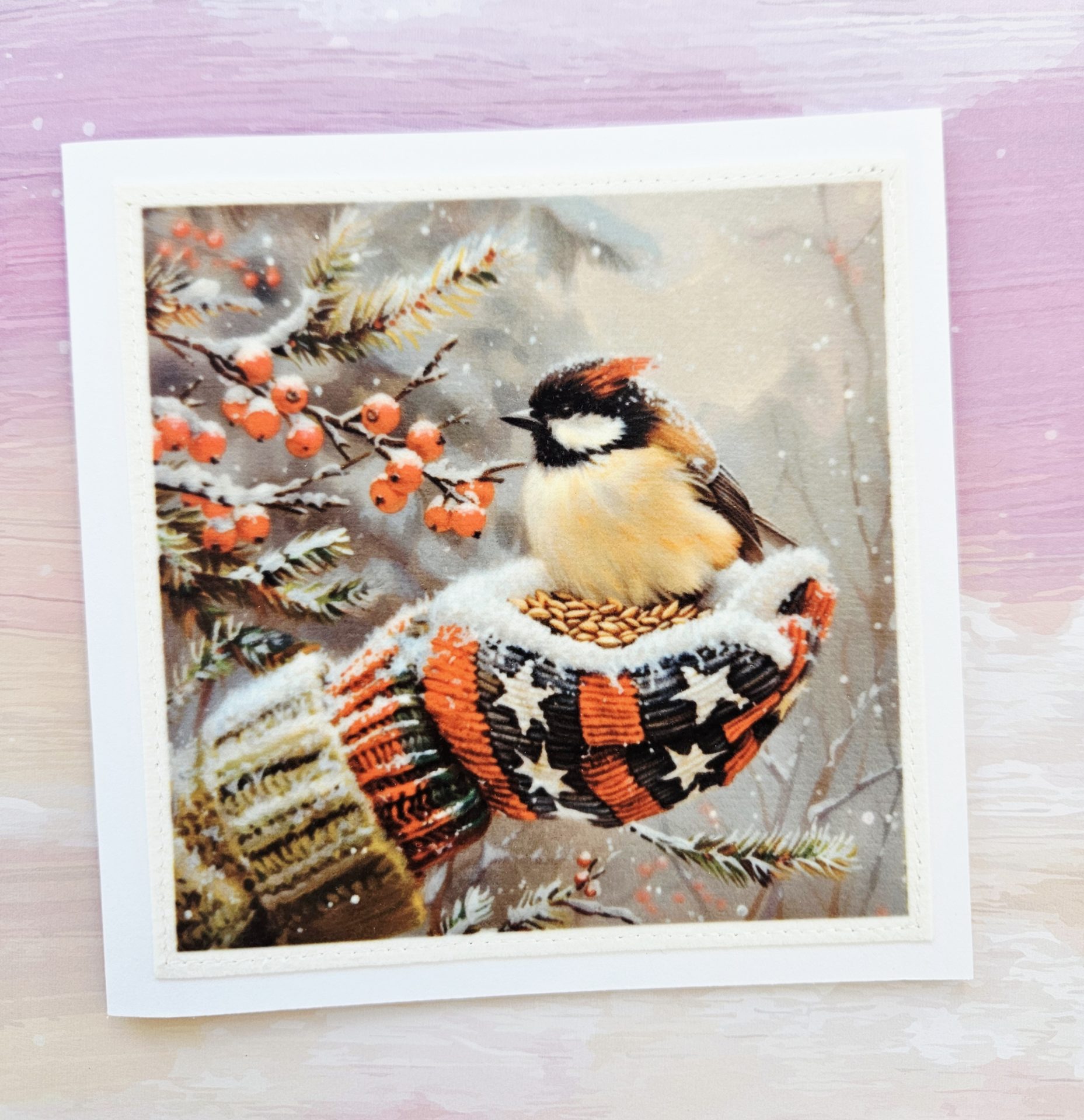Handmade Christmas Card Set of 5 – Winter Birds Designs - Image 6