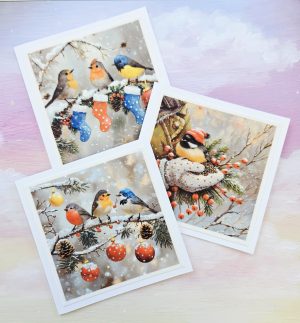 Handmade Christmas Card Set of 5 – Winter Birds Designs