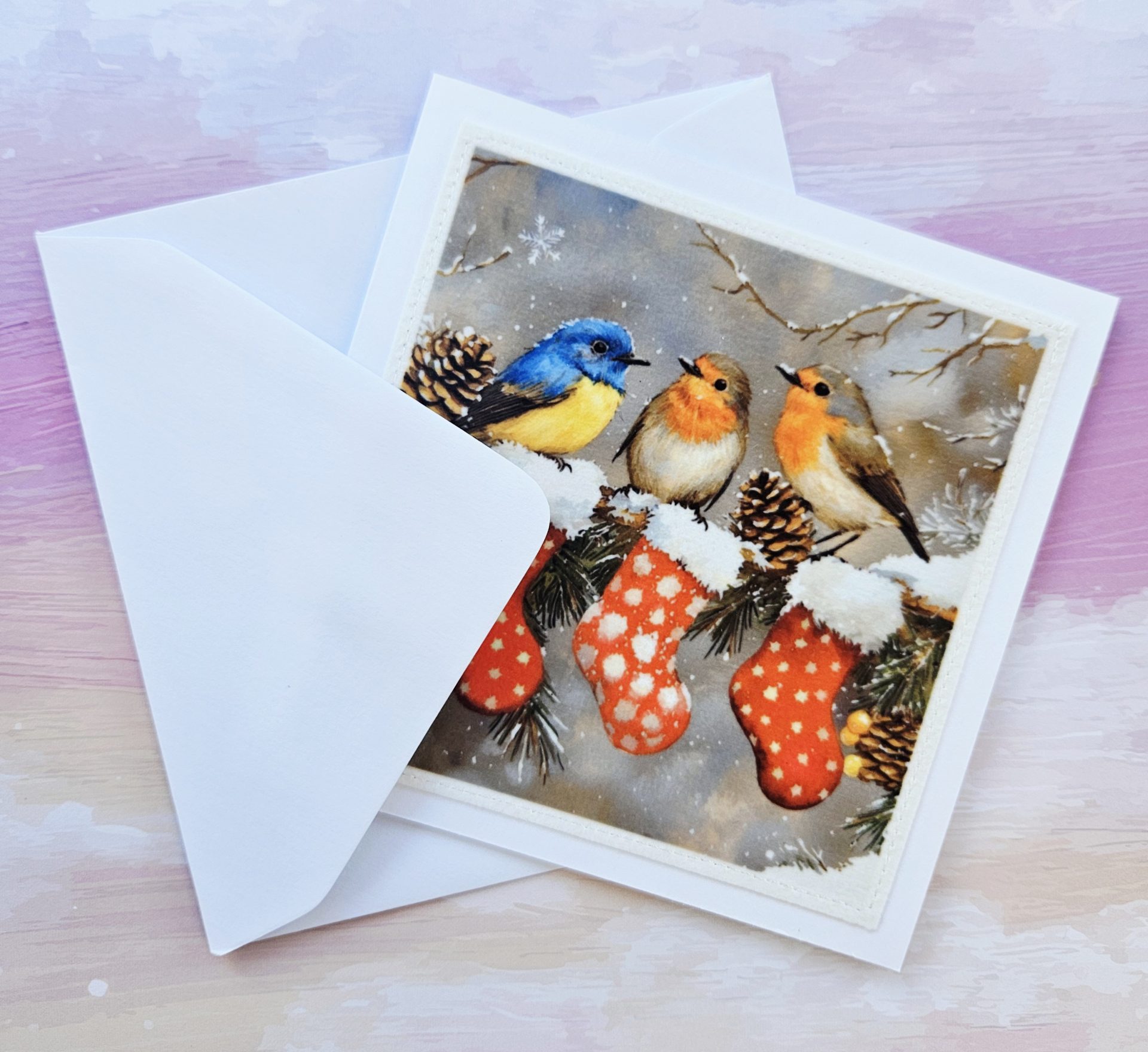 Handmade Christmas Card Set of 5 – Winter Birds Designs - Image 10
