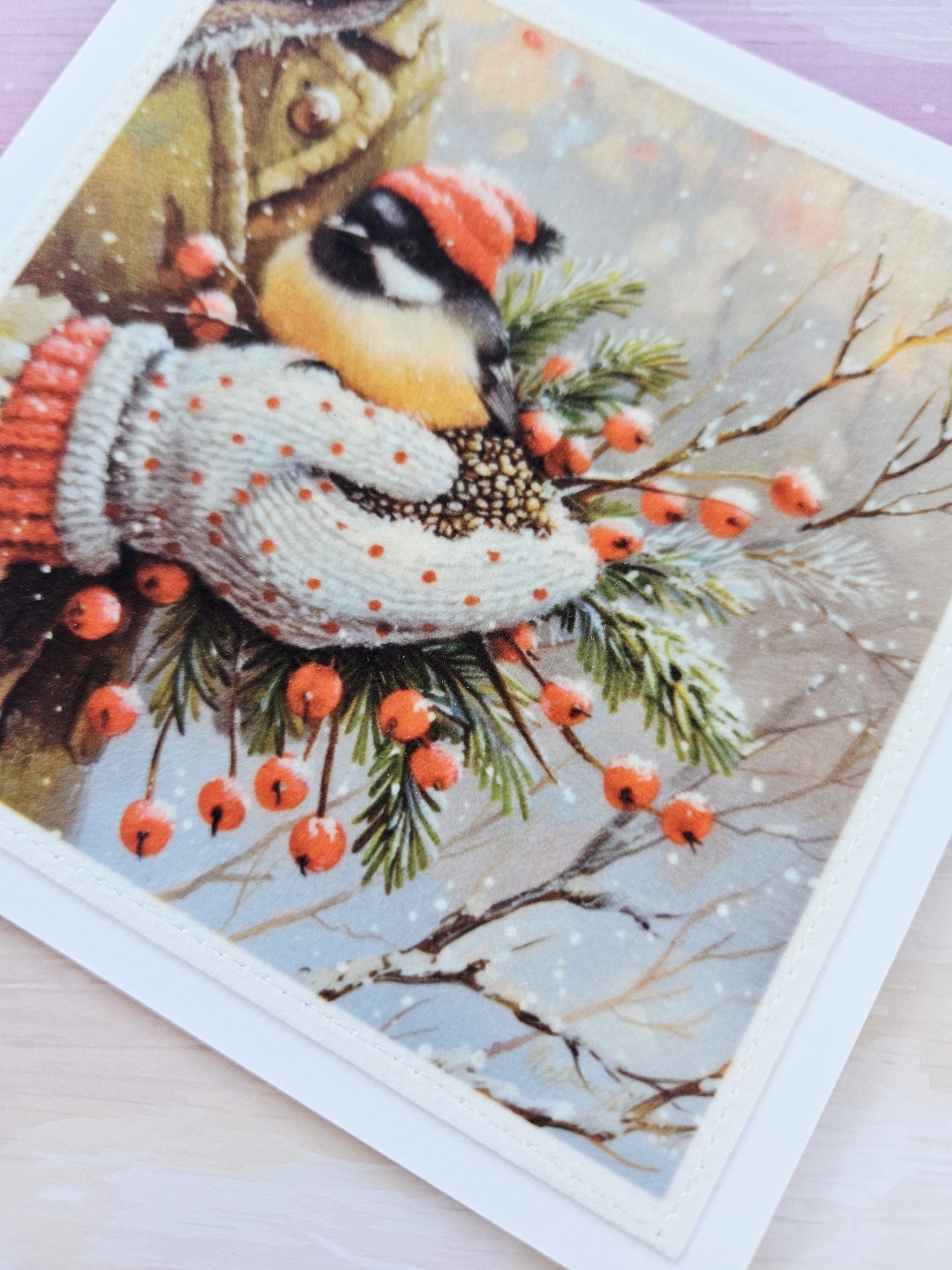 Handmade Christmas Card Set of 5 – Winter Birds Designs - Image 8