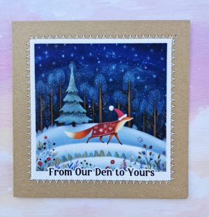Whimsical Fox Christmas Card – Handmade Woodland Holiday Greeting