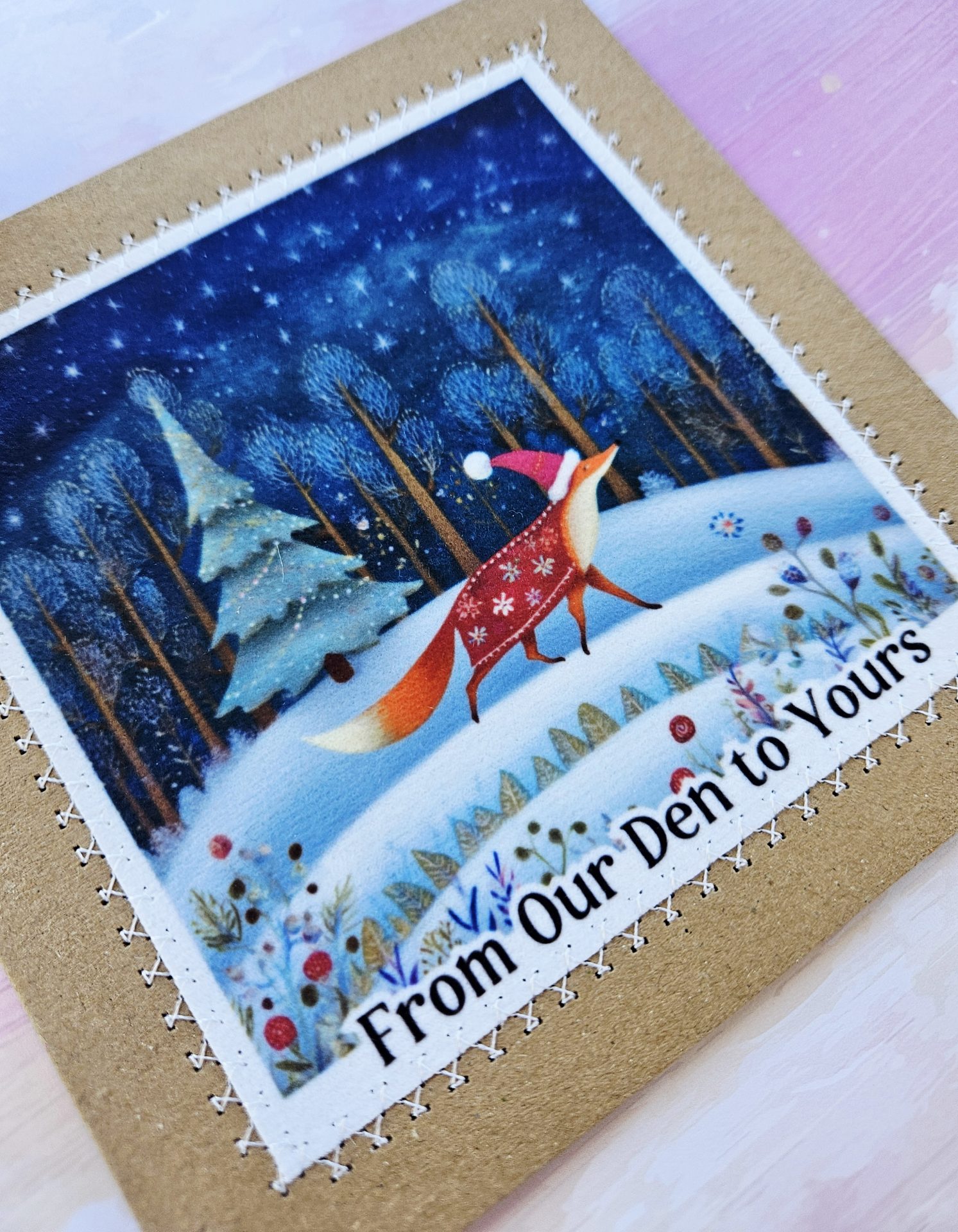 Whimsical Fox Christmas Card – Handmade Woodland Holiday Greeting - Image 2