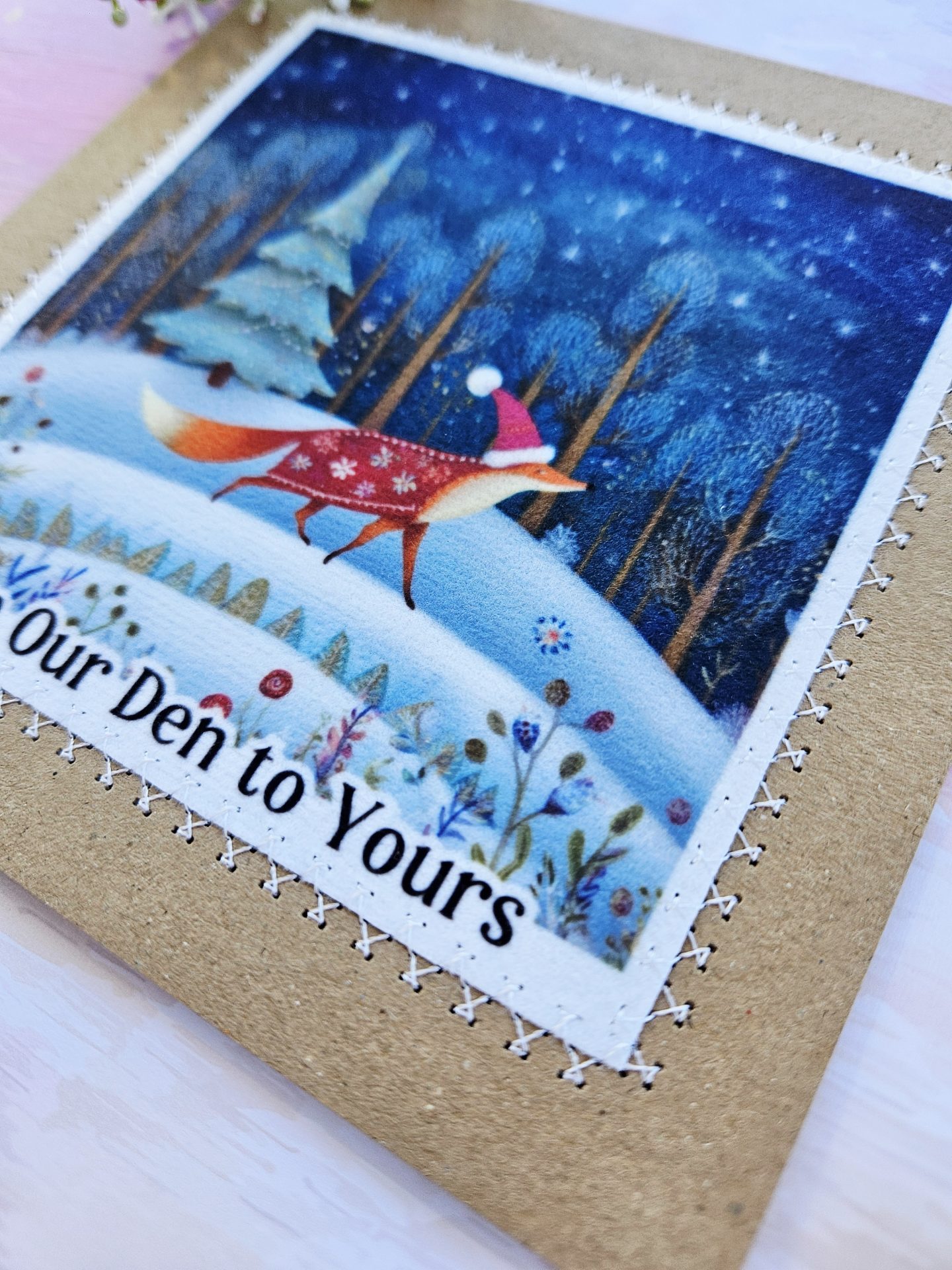Whimsical Fox Christmas Card – Handmade Woodland Holiday Greeting - Image 3