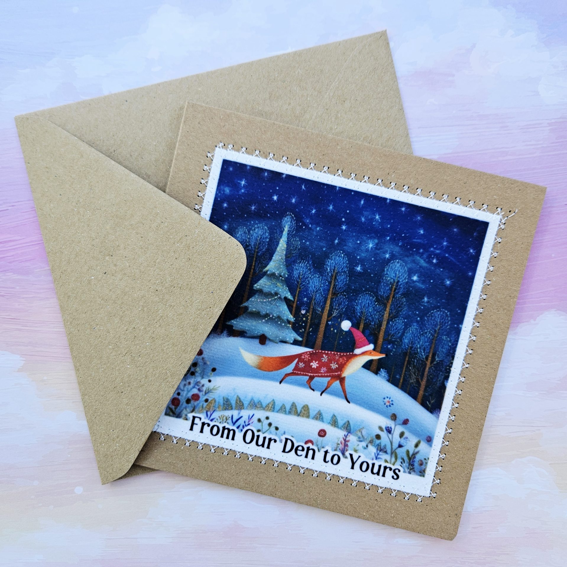 Whimsical Fox Christmas Card – Handmade Woodland Holiday Greeting - Image 4