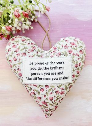Handmade Fabric Heart Gift with Meaningful Quote – Personalised Thank-You & Friendship Keepsake