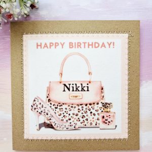 Personalised Leopard Print Birthday Card – Stitched Fabric Keepsake