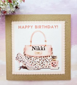 Personalised Leopard Print Birthday Card – Stitched Fabric Keepsake