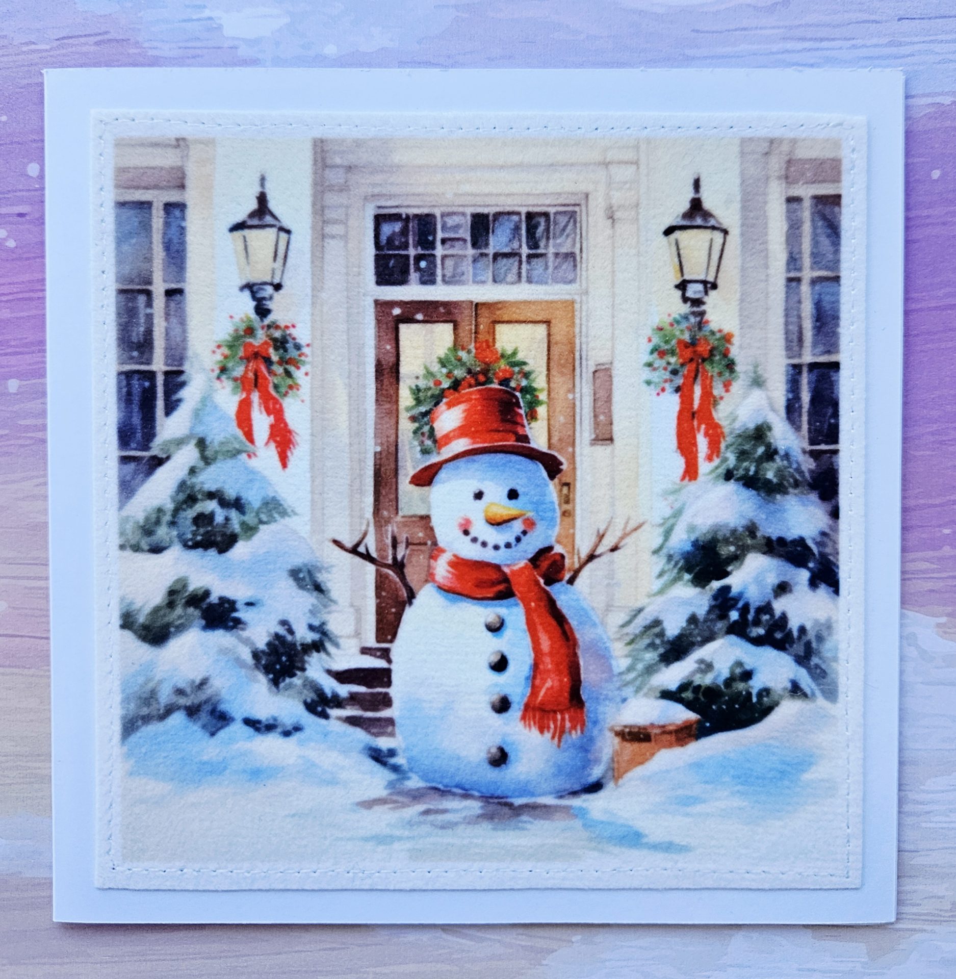Handmade Christmas Card Set of 5 – Snowman & Winter House - Image 7