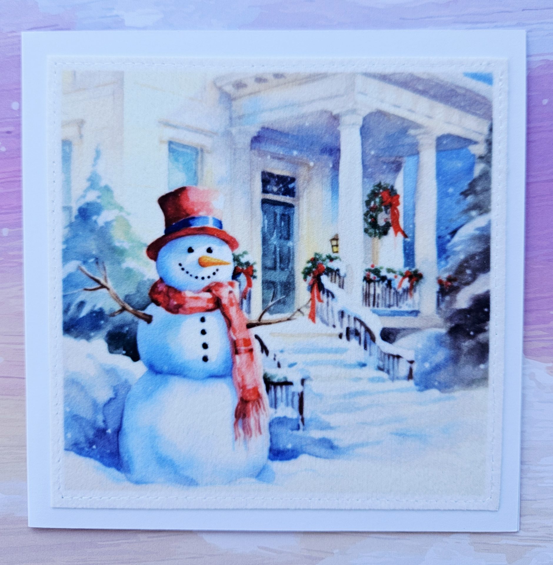 Handmade Christmas Card Set of 5 – Snowman & Winter House - Image 8