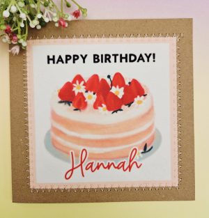 Handmade Personalised Birthday Card – Stitched Cake Design